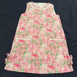 Lilly Pulitzer Little Lilly Shift in Pink Colony Flamingos Green Pink Dress